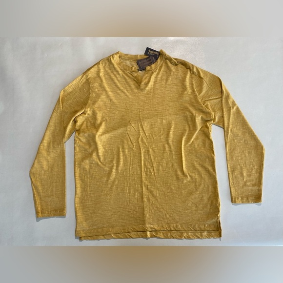 NEW Size XXL Mens Cremieux Denim Long Sleeve Shirt V-Neck Cotton Curry Yellow - Picture 1 of 6